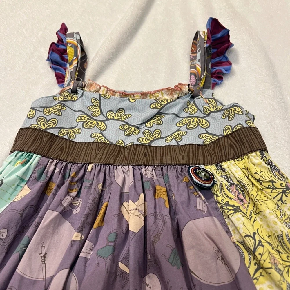 Matilda Jane Girls Size 6 Character Counts Patchwork Floral Dress Ruffle Sleeve